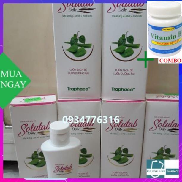 Combo Vitamin B1 chai 100 viên+ Gel Vệ Sinh Phụ Nữ Solutab Daily 100ml