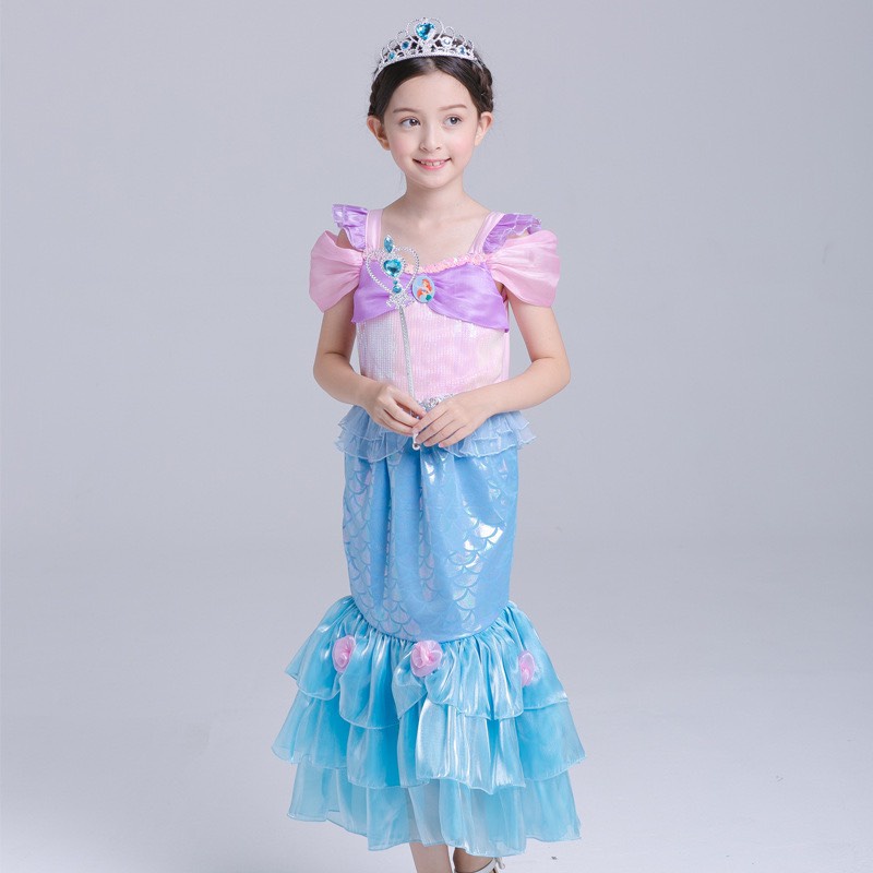 HM1139 Đầm Hóa Trang Nàng Tiên Cá Ariel Cho Bé Gái Từ 15 Đến 35kg