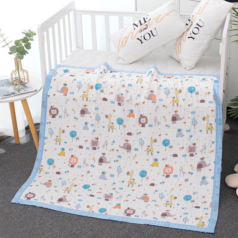Khăn tắm xô sợi tre 6 lớp có viền màu cho bé, Khăn xô tắm cho béChăn xô 6 lớp cho bé sơ sinh KT 110x110cm Thị Nắng Store
