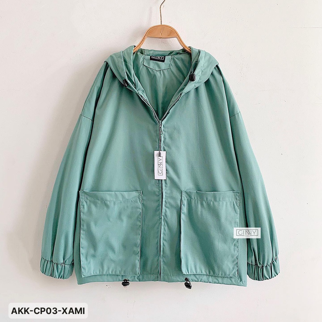 Áo Khoác Kaki Ulzzang Hai Lớp Túi Rời | Phiên Bản Mini | Thời Trang Nữ | Ginstore