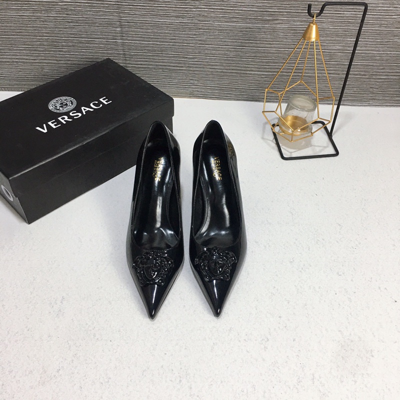 %VERSACEGiàyCaoGótMũiNhọnMàuĐenmedusaCao7cmChoNữ