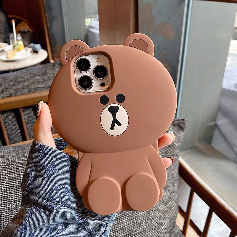ốp lưng iphone thú gấu nâu brown 8plus/x/xs/xs max/11/11 pro/11 promax/12PROMAX/13PROMAX,Anh Ga Case