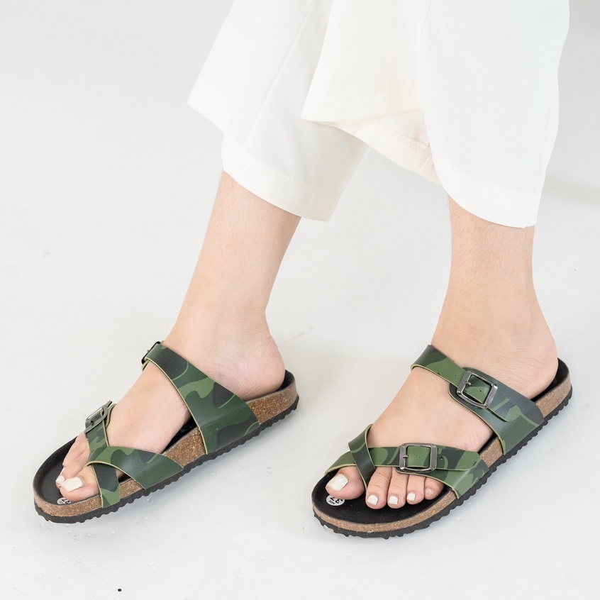 [Bản giới hạn] R06 - Dép Birken Đế Trấu BIOLINE Official Phối Màu Camo Rằn Ri Thiết Kế Unisex Nam nữ Quai Da PU cao cấp
