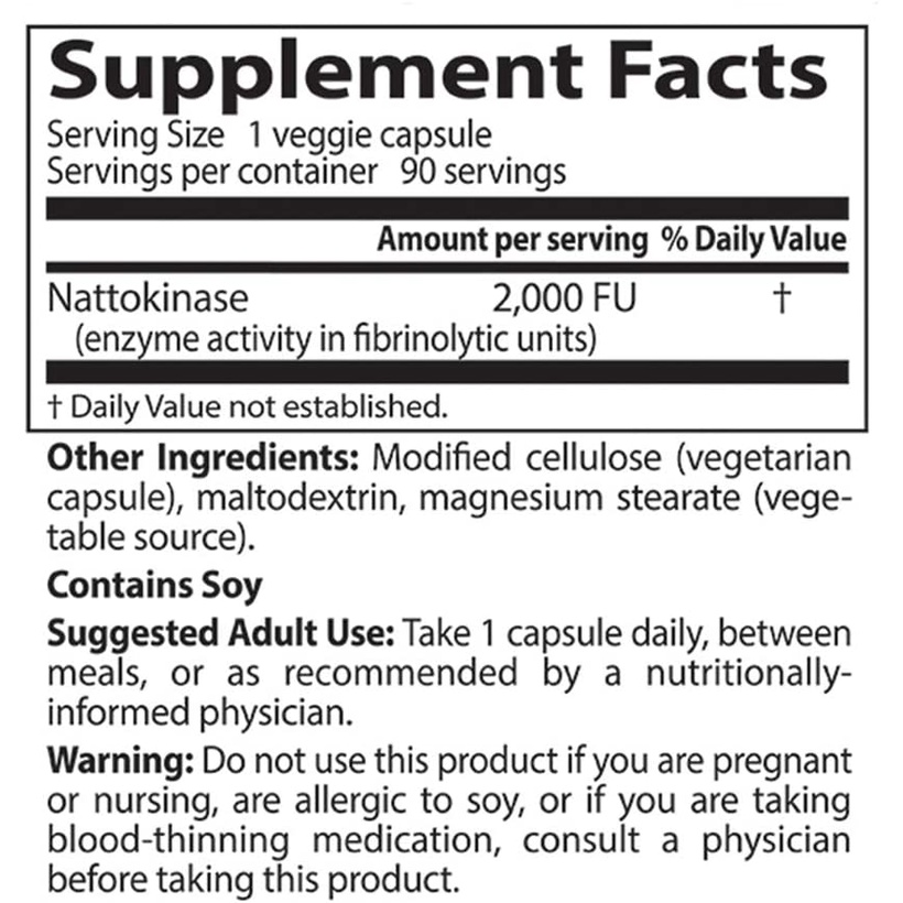 Doctor's Best Nattokinase 2000 FUs - Viên uống ngừa đột quỵ, tai biến, bổ tim mạch 90 viên