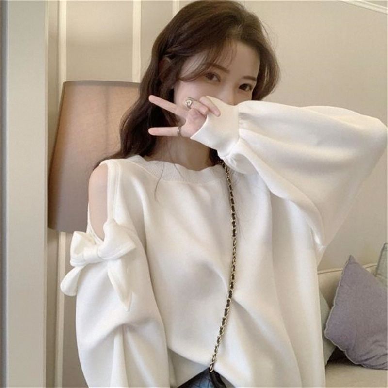 Áo Hoodie Cổ Tròn Dáng Rộng In Hình Bướm Thời Trang Xuân Thu Cho Nữ