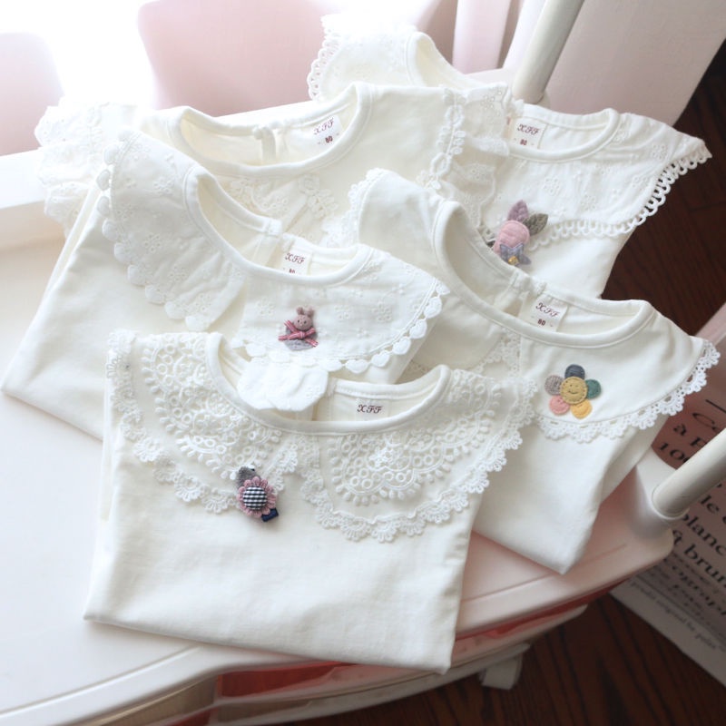 Áo cotton cổ bèo họa tiết nhí cho bé .Áo thu đông bé gái cao cấp model 2022