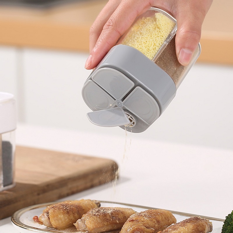 Hộp Đựng Gia Vị Đa Năng 4 Trong 1 Có Nắp Đậy Siêu Bền Thiết Kế 4 Ngăn Tiện Dụng