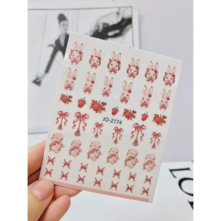 Sticker thỏ - lợn hồng dán móng tay