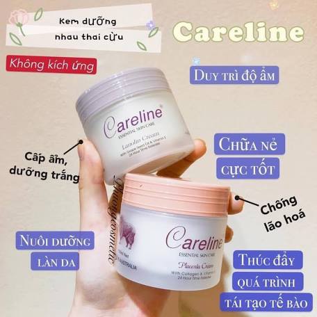 Kem dưỡng ẩm mỡ cừu (tím), nhau thai cừu (cam) Careline Lanolin/Placenta Cream, Úc (100ml) cho mọi lứa tuổi