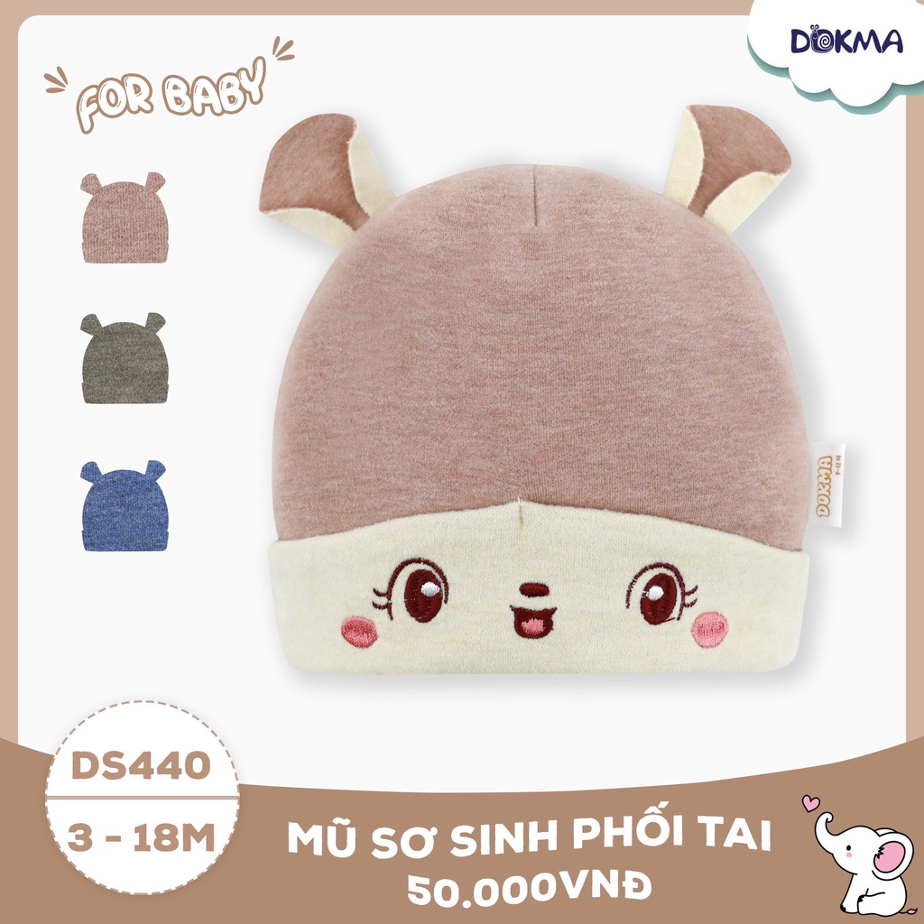 DS440 Mũ sơ sinh phối tai bé trai/ bé gái Dokma  - lưu ý bảng size