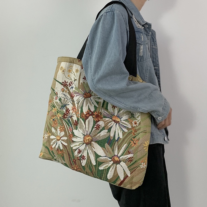 One Túi Xách Canvas Cỡ Lớn In Họa Tiết Dễ Thương Phong Cách Hàn Quốc Cho Học Sinh