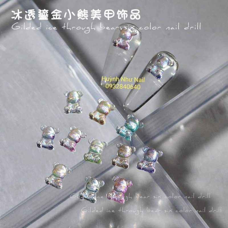 20 VIÊN CHARM HÌNH GẤU BEARBRICK ÁNH KIM KHỔNG TƯỚC CAO CẤP