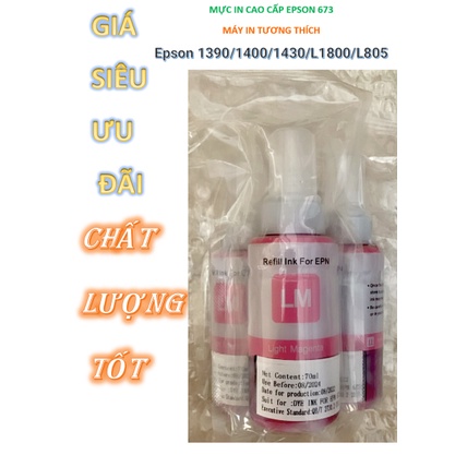 Giá xưởng-  Mực in Epson 673 màu đỏ nhạt  cho máy in Epson L1800 L 805 1390 1430- Mực in gốc nước, nhập khẩu!!!!!!!!