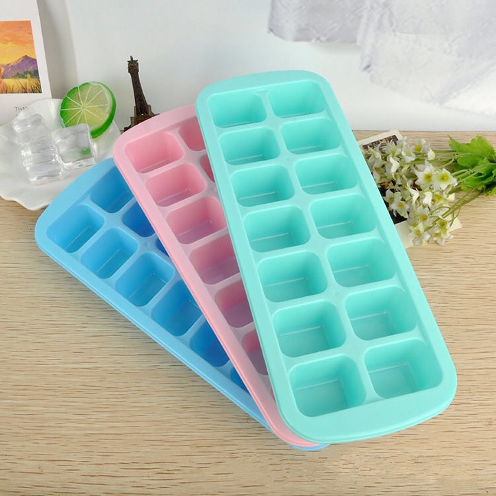 Khay đá nhỏ 14 viên, khay đá tủ lạnh, khay nhựa làm đá viên tủ lạnh 14 viên