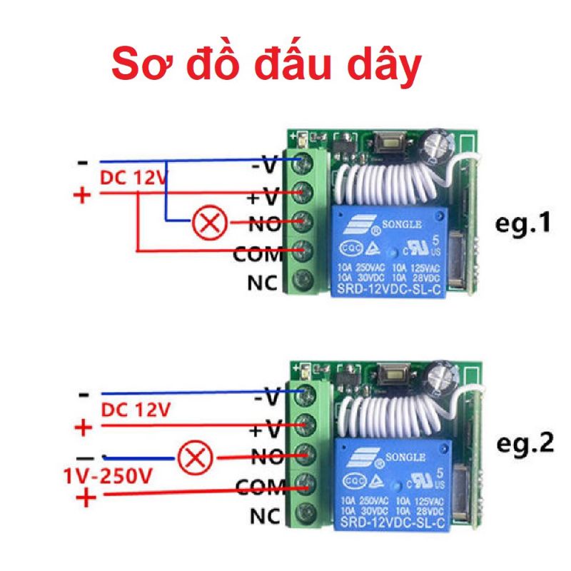 Bộ công tắc điều khiển từ xa rf 12V/10A Remot chống nước - lắp cho xe máy- ôtô