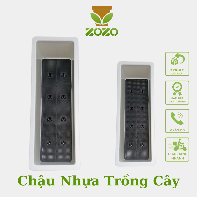 MÁNG DÀI 67CM-Combo 05 chậu nhựa dài ZOZO trồng rau thông minh hình chữ nhật size 67CMX24CMX19CM