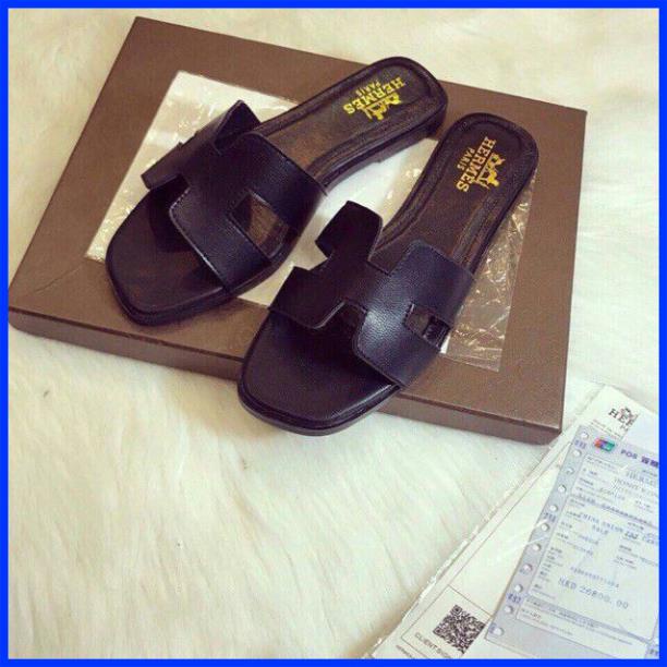 Dép Lê da chữ H trơn, thời trang đế thấp may viền lót chắc chắn