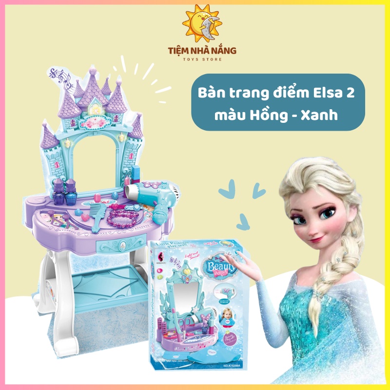 Bộ đồ chơi bàn trang điểm Elsa cỡ lớn hình lâu đài hiệu ứng âm thanh cho bé - Tiệm Nhà Nắng