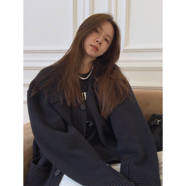 Áo khoác cardigan dệt kim dáng rộng phong cách Hàn Quốc thanh lịch thời trang dành cho nữ