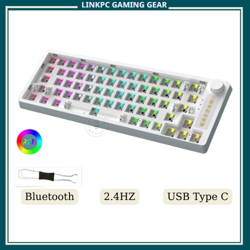 Bộ kit bàn phím cơ DK67- LED RGB - Hotswap - Núm Xoay - 3 chế độ USB + 2.4hz + bluetooth