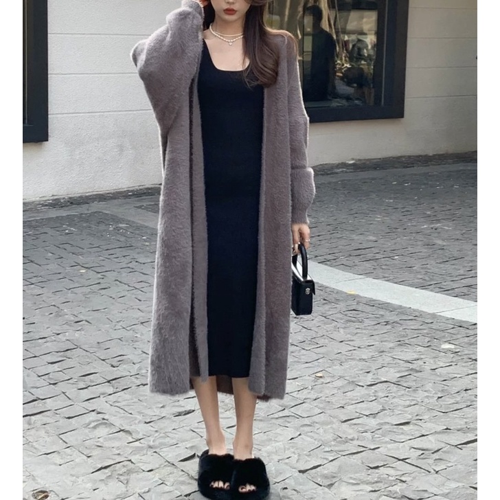 Cardigan len lông dáng dài