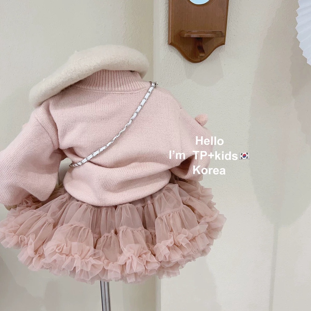Bộ Áo Len Và Chân Váy Voan Xòe Công Chúa - Thời Trang Hàn Quốc