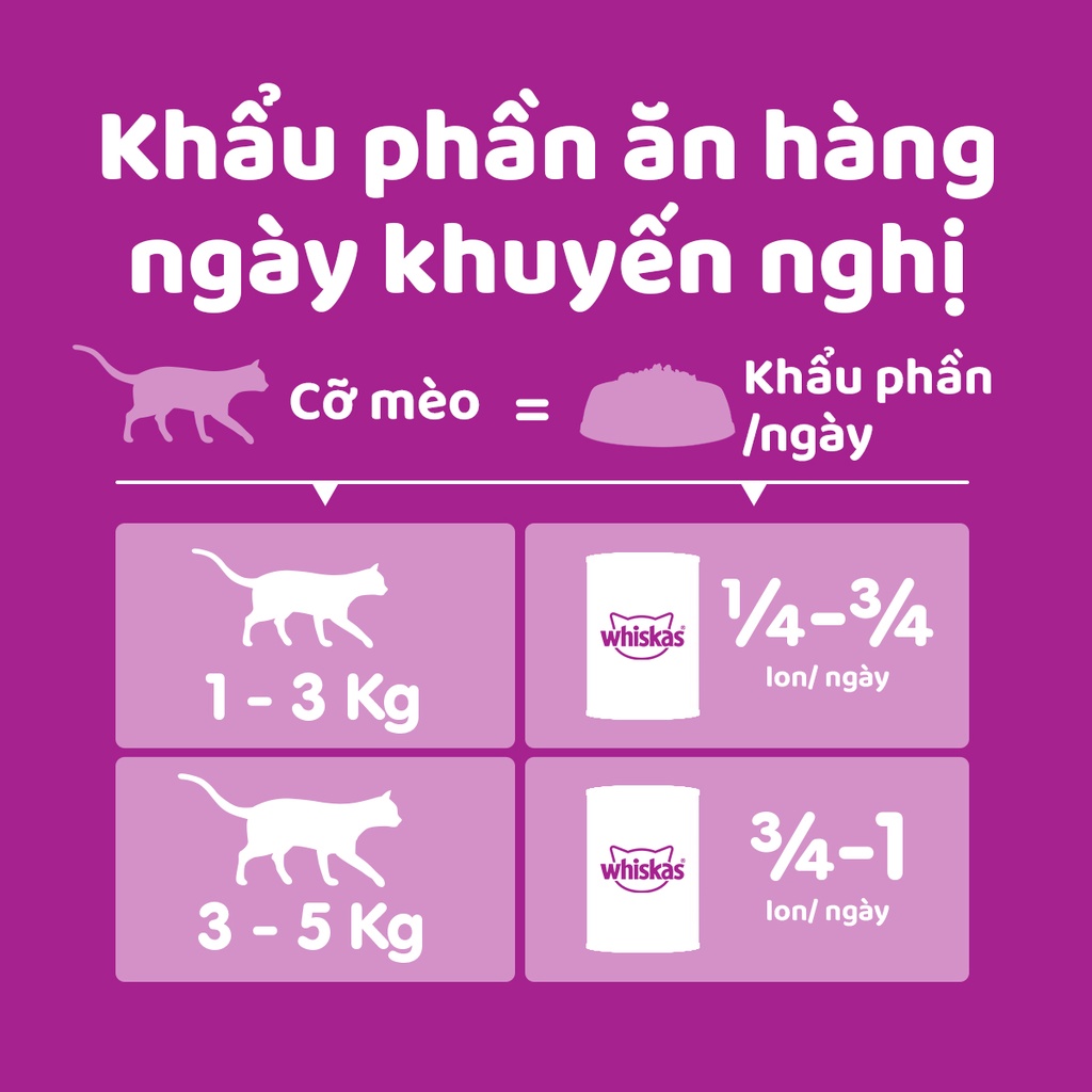 Bộ 4 Lon Thức Ăn Cho Mèo Trưởng Thành Dạng Pate WHISKAS Mix 2 Vị 400G
