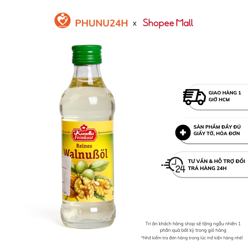 Dầu Óc Chó Kunella Feinkost Đức 100ml [HSD 1/2024]