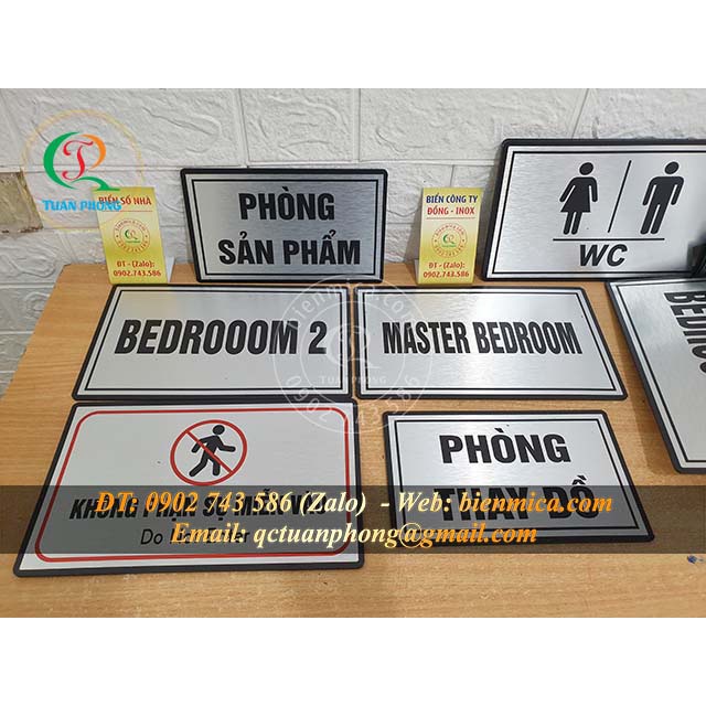 Biển phòng ban - Biển tên công ty và Biển chức danh Nhôm Đồng Inox Mica - Giao Ngay