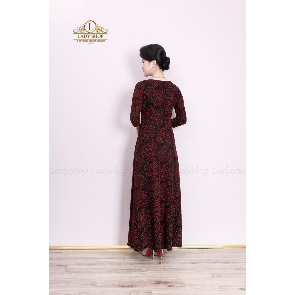 Đầm Maxi nhũ hoa cúc nhún ngực Ladyshop thời trang trung niên cao cấp T12