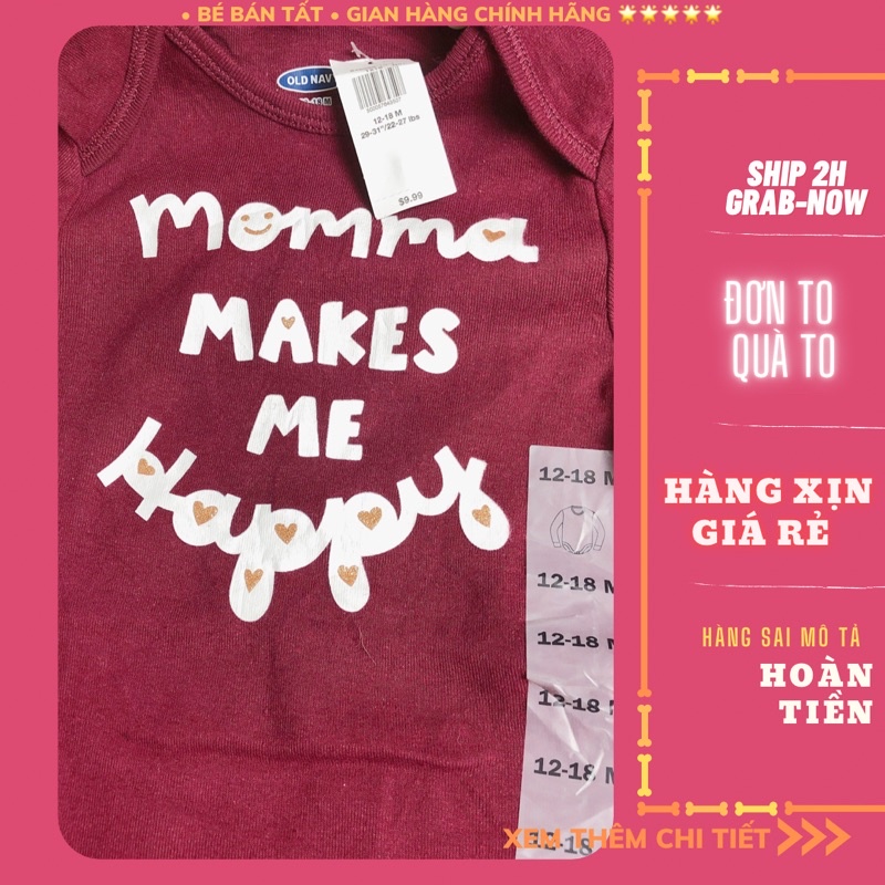 Bodysuit/Bodychip/Áo liền thân dài tay Old Navy, 18 tháng,momma makes me happy