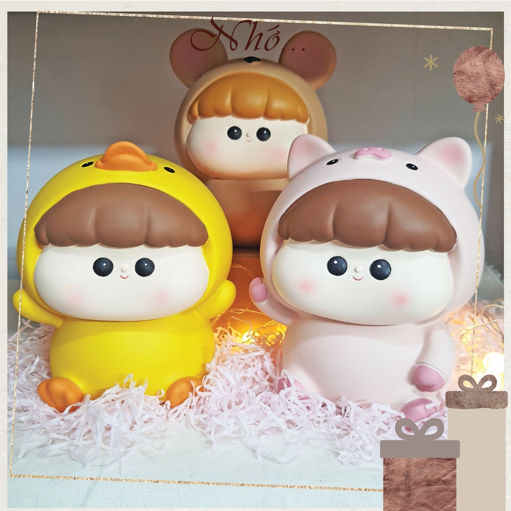 (Hỏa Tốc HCM) Ống Tiết Kiệm Hình Em Bé Con Vịt, Heo, Chuột Cute, Heo Đất Trang Trí Nhà Cửa, Gói Quà Online tiemcuacaheo