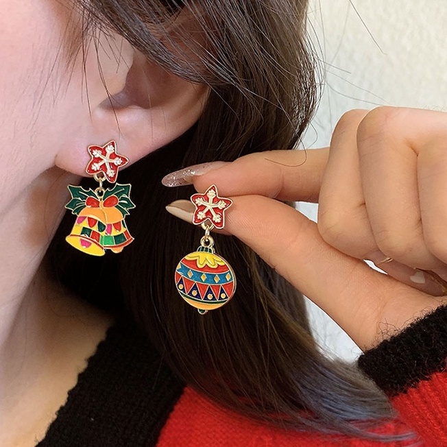 Bông Tai Mạ Bạc 925 Hình Giáng Sinh