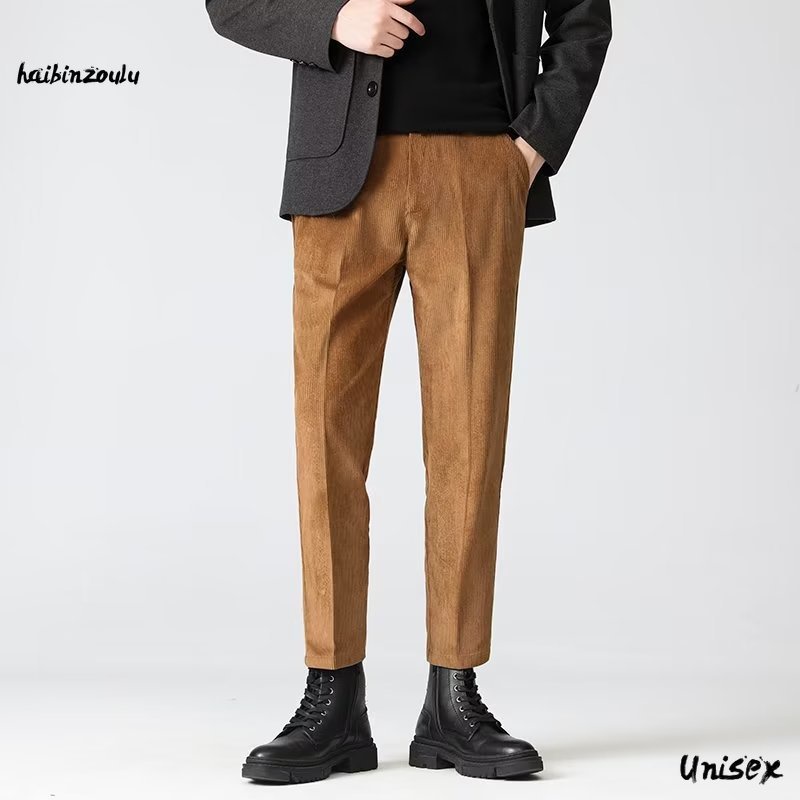 Quần Nhung Ống Đứng Màu Đen / Xám / Đen / Xám Thời Trang Thu Đông Cho Nam