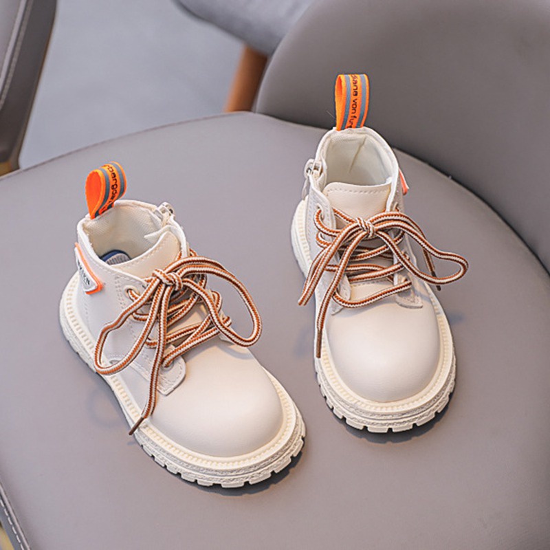 Giày Bốt Da Phối Khóa Kéo Thời Trang Cá Tính Cho Bé Trai Gái