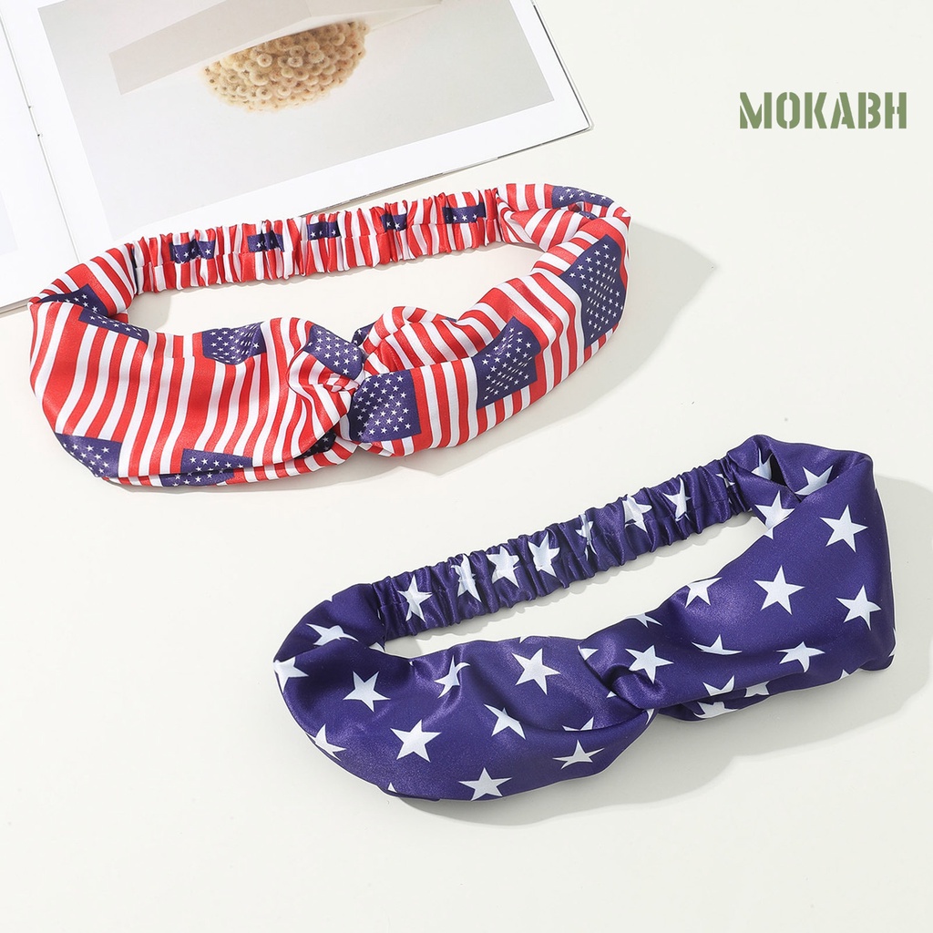 Băng Đô Cài Tóc Co Giãn Chống Trượt Thoáng Khí Hình Lá Cờ Mỹ