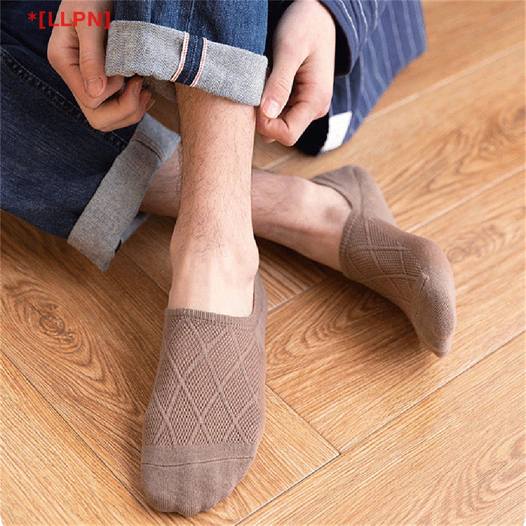 Vớ Thuyền Bằng Silicone Mỏng Màu Trơn Phối Lưới Thoáng Khí Chống Trượt Thời Trang Mùa Hè Cho Nam