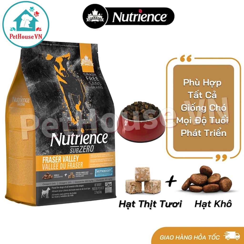 NUTRIENCE SUBZERO DOG - Túi 500G Thức Ăn Hạt Cho Chó Vị Gà Tây, Cá Hồi & Rau Củ Quả Hàng Chính Hãng