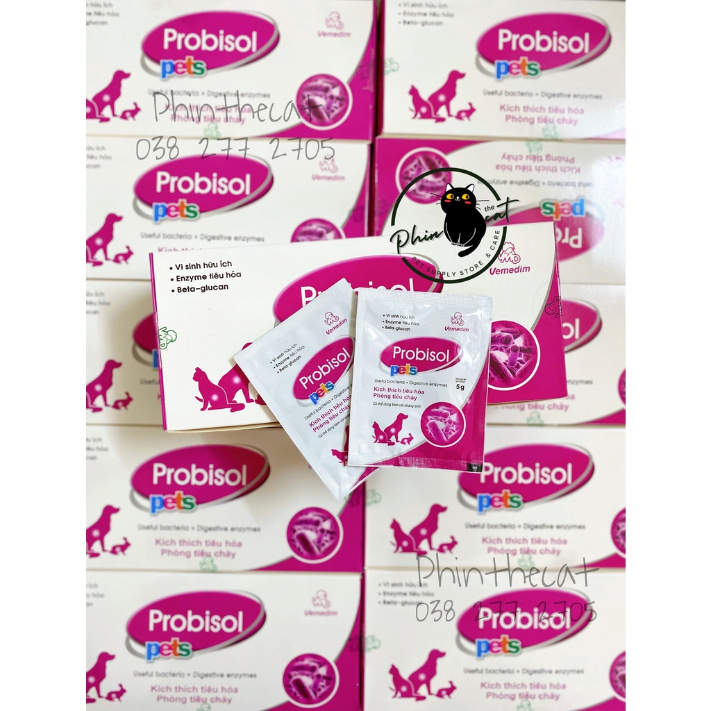 Men tiêu hoá Vemedim PROBISOL PETS hỗ trợ đường tiêu hóa cho chó mèo - Hộp 100 gói 5g | phinthecat