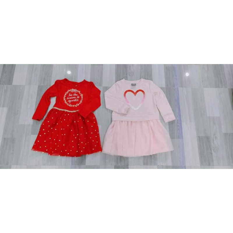 Váy đầm Cat&Jack dài tay xuất dư thun phối voan