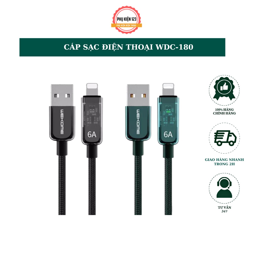 Dây cáp sạc nhanh WEKOME WDC180 chân sạc tương thích Type c - LN chất liệu dây dù tích hợp sạc nhanh 6A