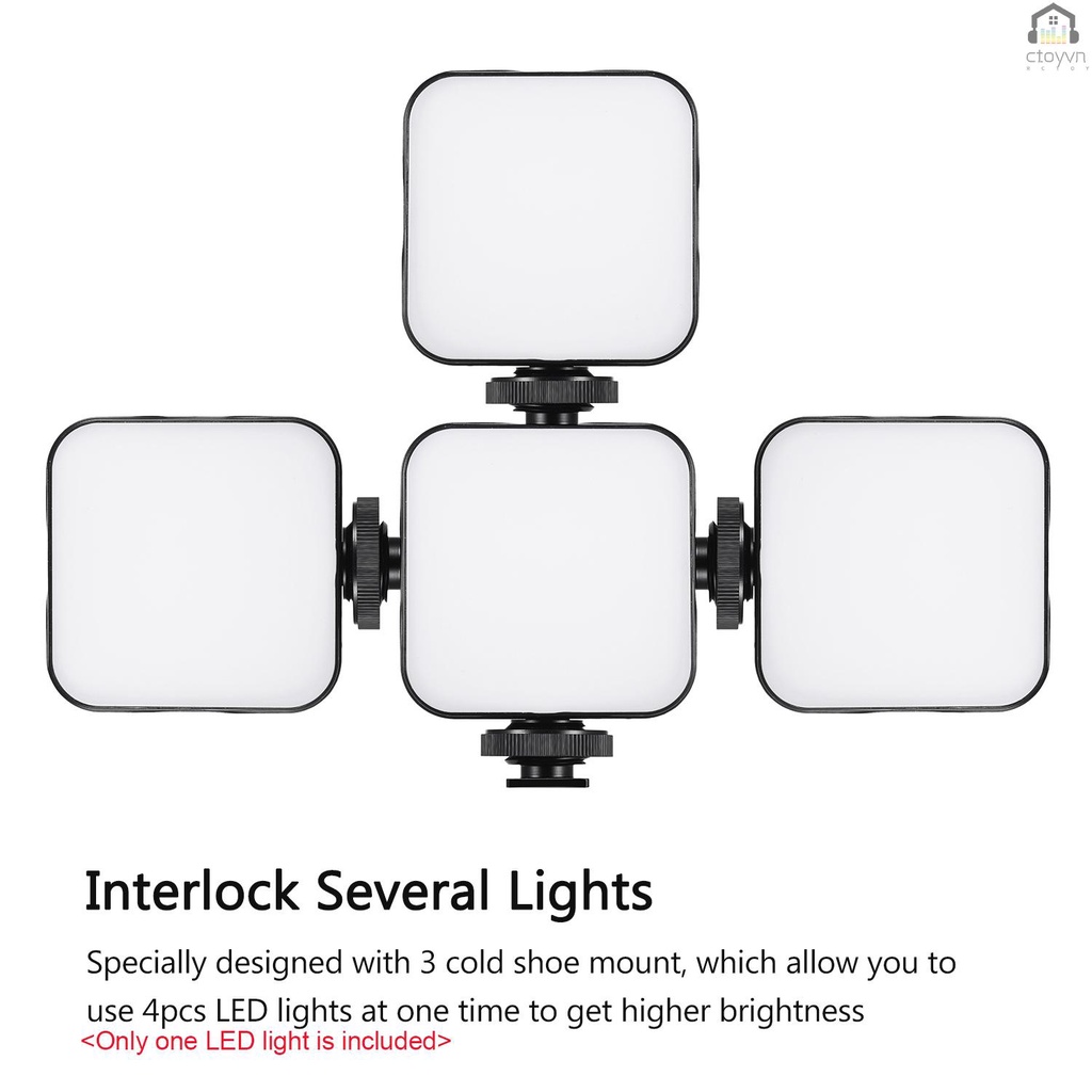 Đèn LED Andoer Mini 6500K 5W Có Thể Điều Chỉnh Độ Sáng Cho Máy Ảnh DSLR