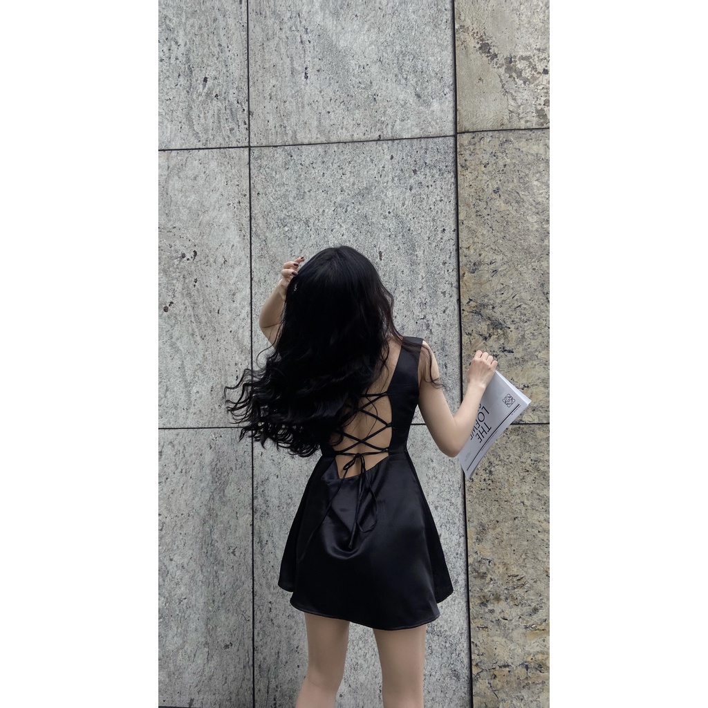 Đầm Lụa Ngắn CROCOCLOSET Sexy Đan Dây Hở Lưng - Soldia design