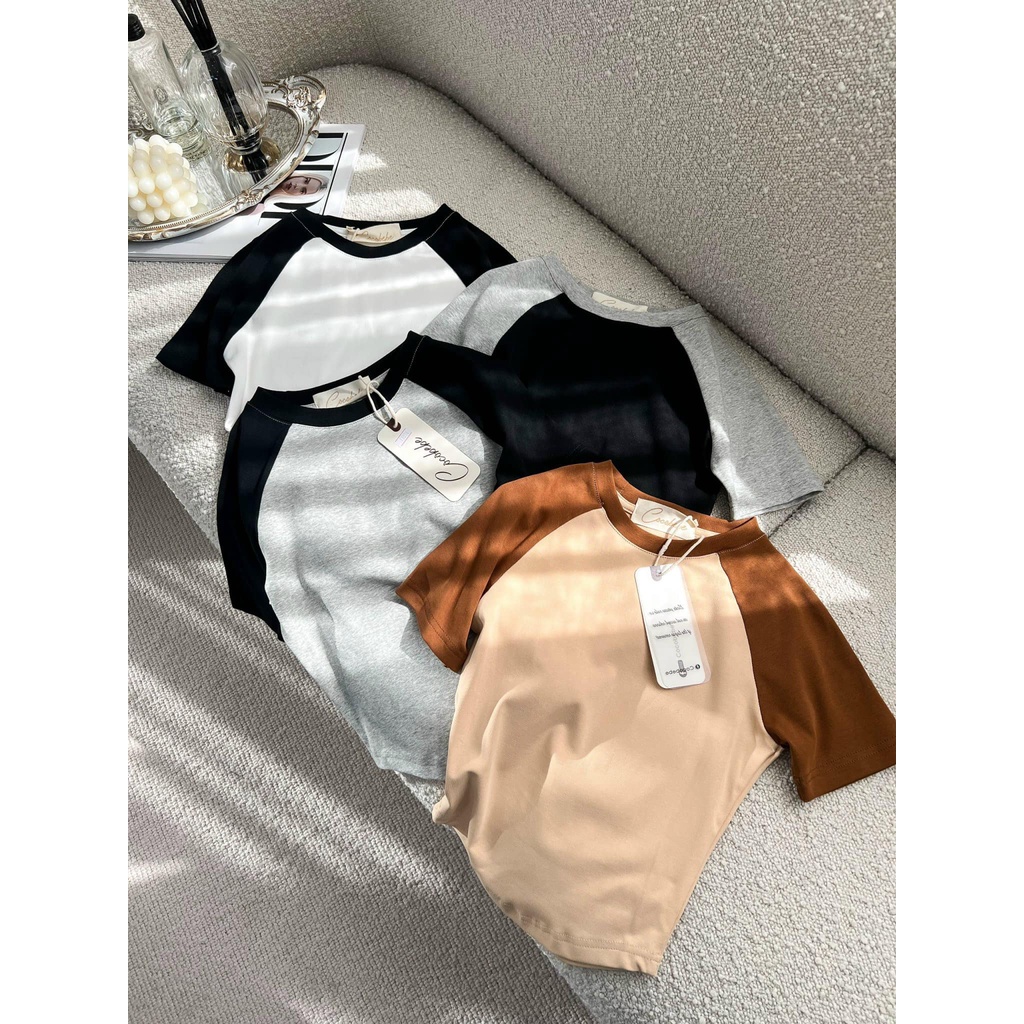 Áo croptop phối màu