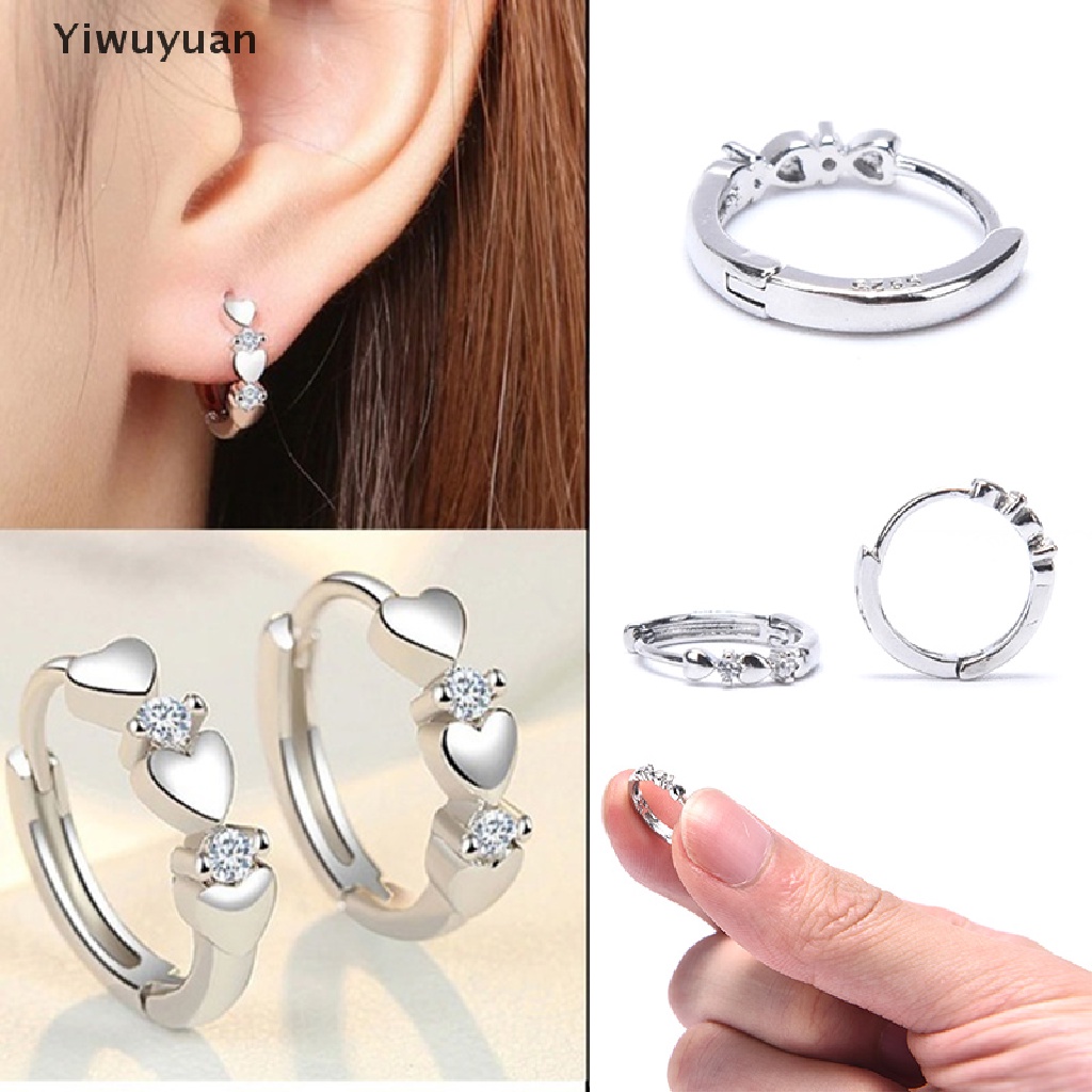 < Yiwuyuan > Khuyên Tai Bạc 925 Hình Trái Tim Đốt Cháy Mỡ Thừa Giảm Cân