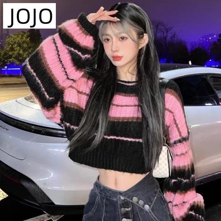 Áo Sweater Dệt Kim Dáng Rộng Ngắn Gợi Cảm Phong Cách Mới Cho Nữ Mặc Ngoài Trời Mùa Xuân Thu Nóng Bỏng