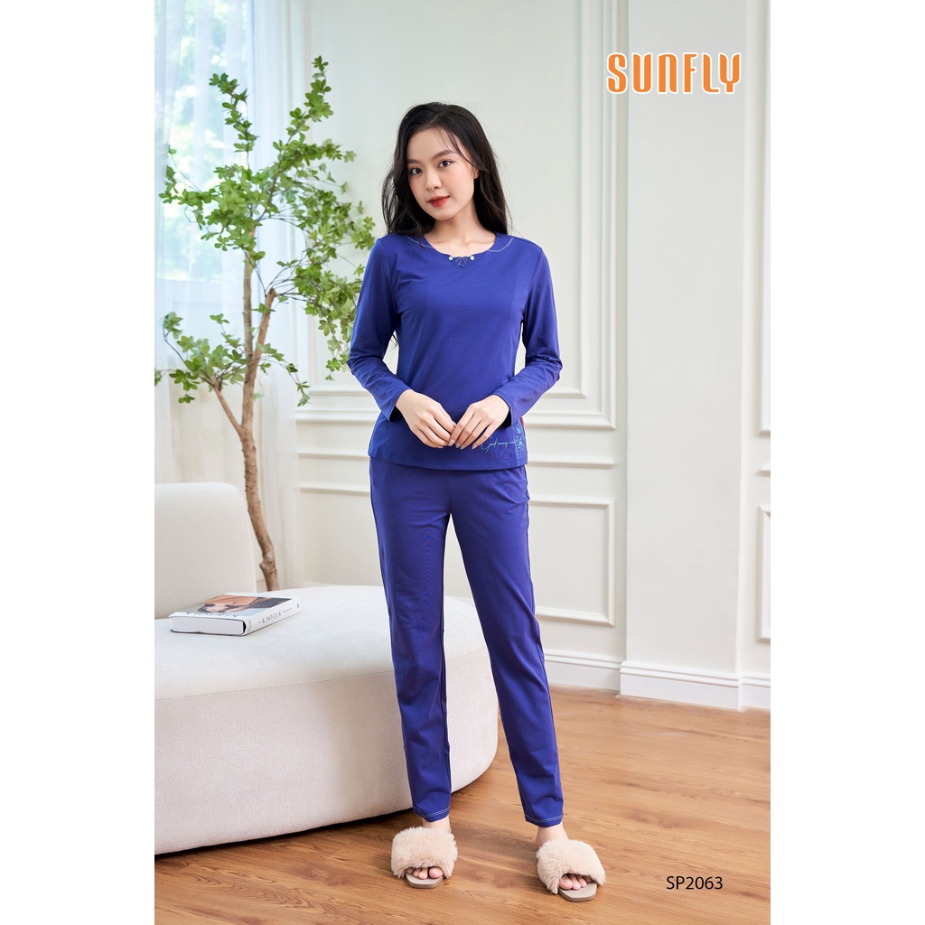 SP2063 - BỘ MẶC NHÀ COTTON ÁO DÀI QUẦN DÀI