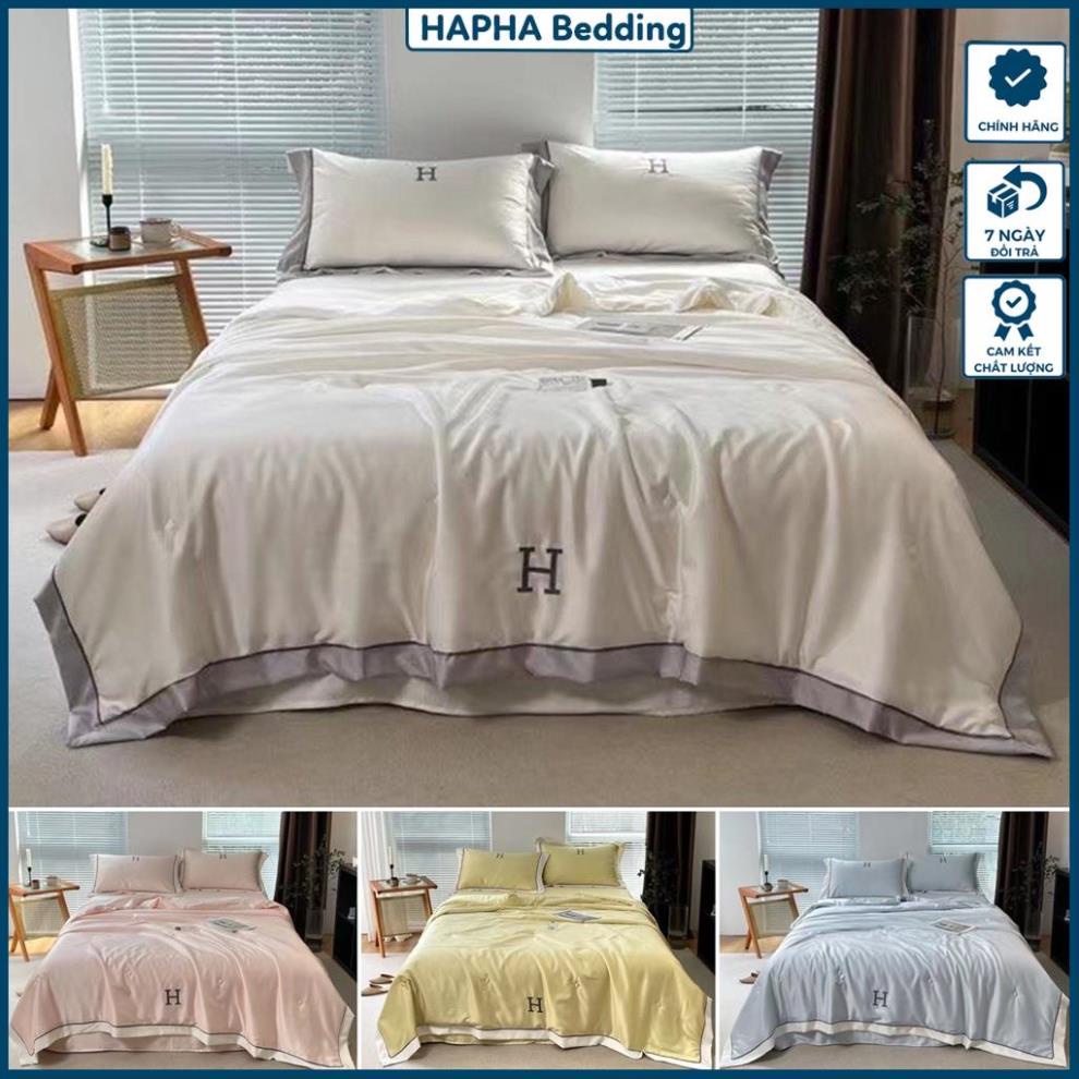 Bộ chăn ga gối lụa chữ H chăn trần bông, bộ ga giường lụa cao cấp 4 món phủ / chun, 1m 1m2 1m4 1m5 1m6 1m8 2mx2m 2m2