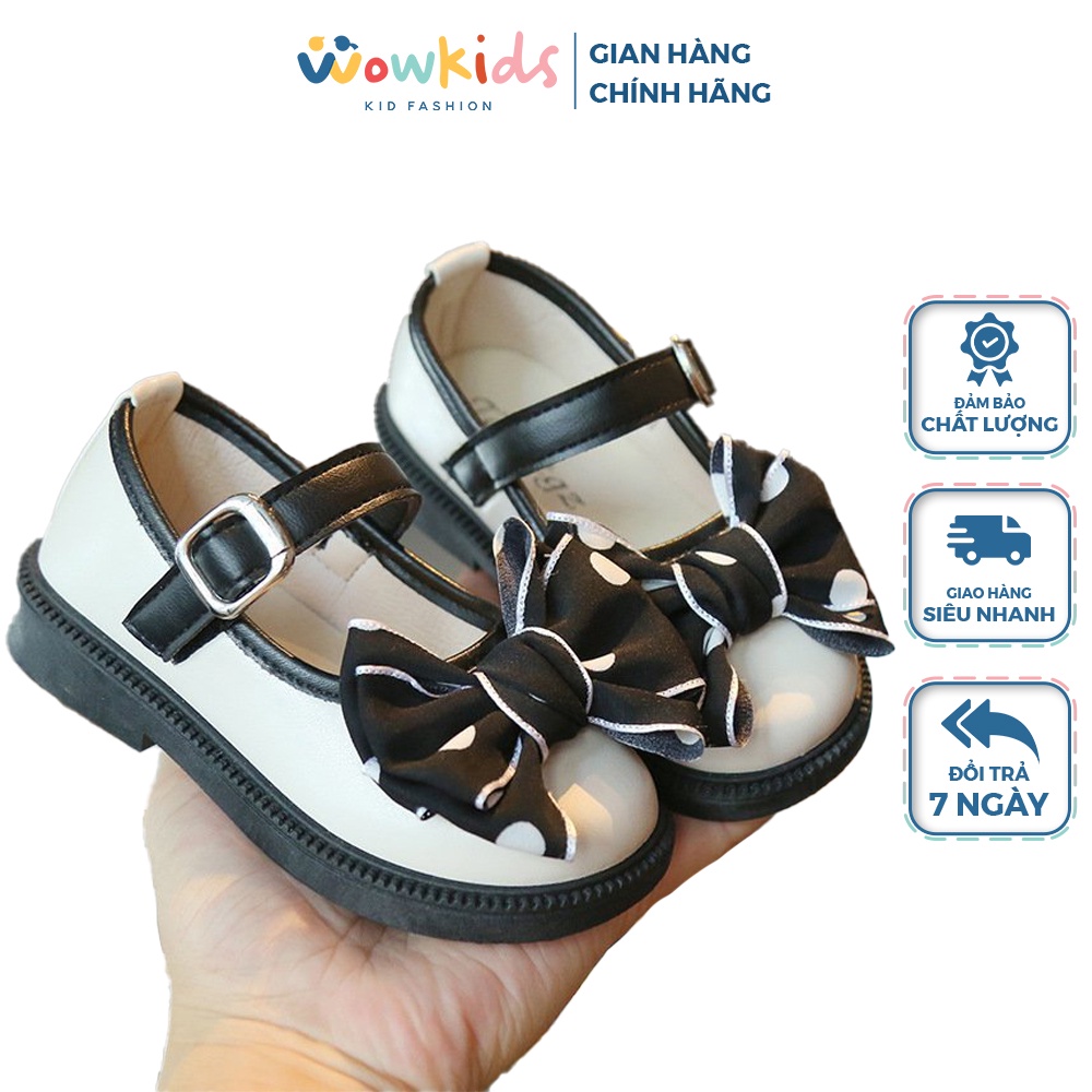 Giày Búp Bê WOWKIDS Đế Mềm Gắn Nơ Chấm Bi Cho Bé Gái Từ 1-8 Tuổi Phong Cách Hàn Quốc Lolita