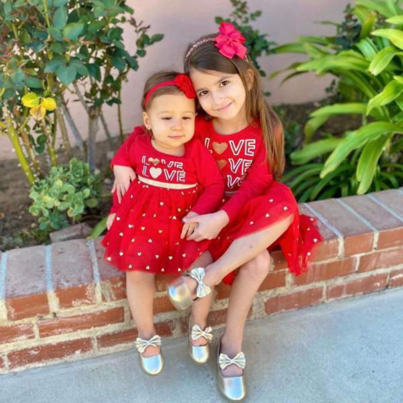 Váy đầm Cat&Jack dài tay xuất dư thun phối voan